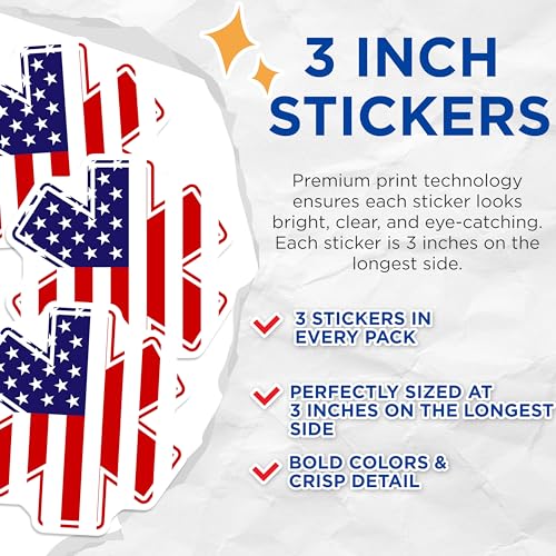 (3 Pack) American Flag Decals - USA Patriotic - Laptop Decal - 3 Inches On Longest Side - Easy Peel & Apply - Made in USA - 3MCS4015