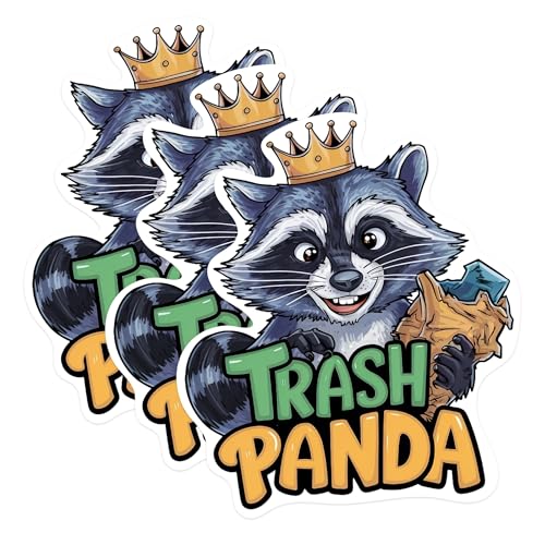 (3 Pack) Trash Panda Decals - Funny Raccoon Stickers - Laptop Decals - 3 Inches On Longest Side - Easy Peel & Apply - Made in USA - 3MCS0923