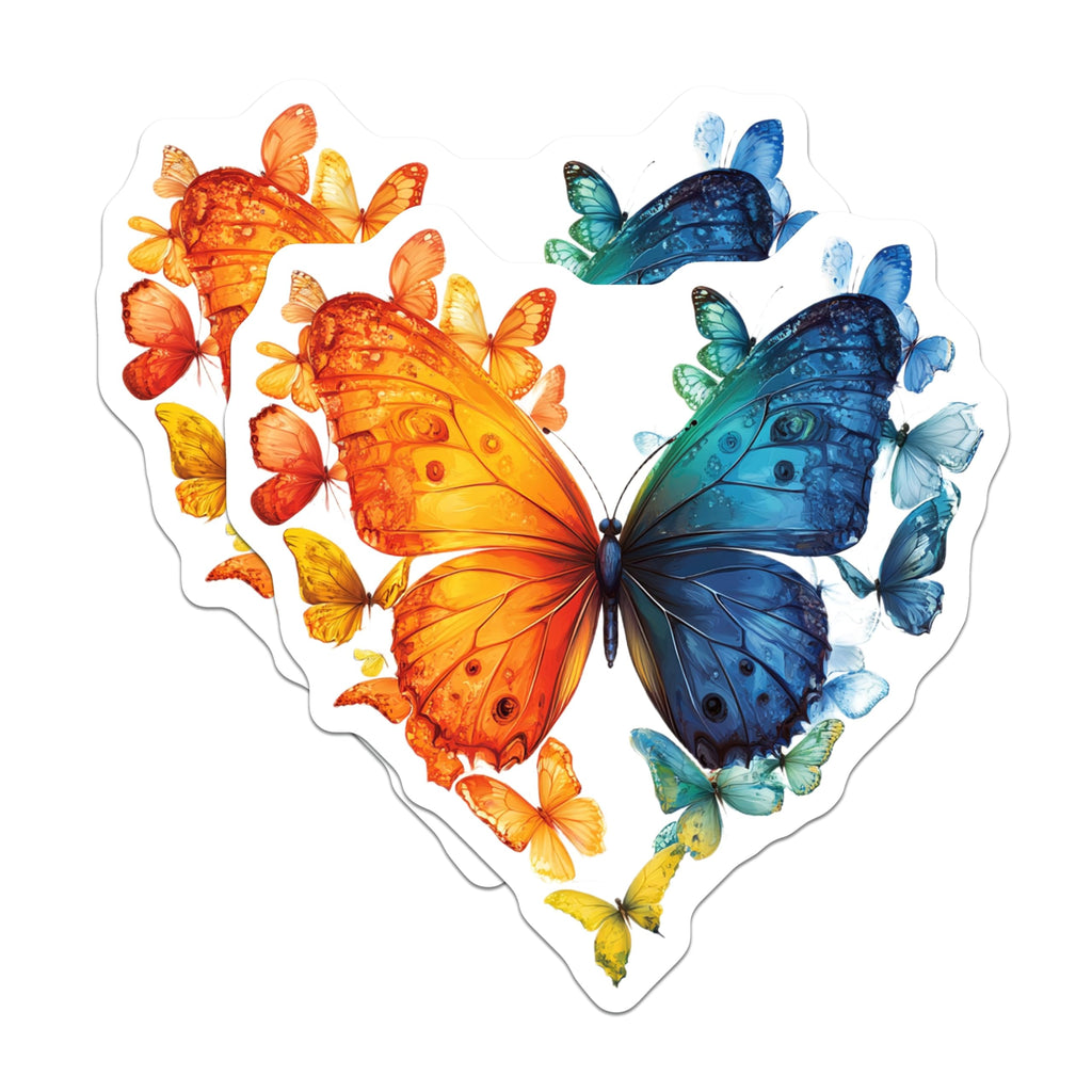(2 Pack) Colorful Butterfly Heart Magnets - Aesthetic Nature Decor - Inspirational Fridge Accent - 5 Inches On Longest Side - Thick Durable Magnet - Made in USA - MAG26717