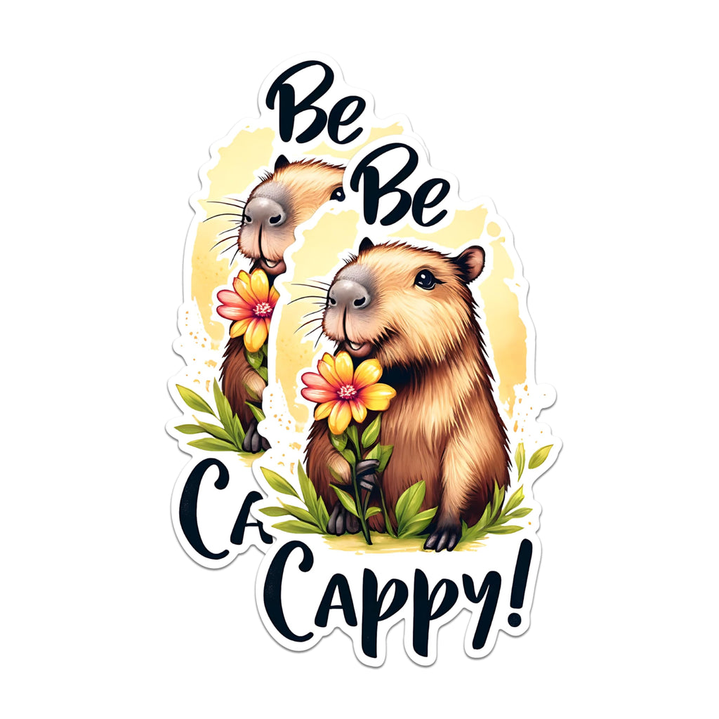 (2 Pack) Be Cappy Magnets - Cute Capybara Magnets - Animal Lover Fridge Decor Magnets - Inspirational Quote Magnets- 5" On Longest Side - for Fridges, Toolboxes, Cars - Made in USA - MAG2671