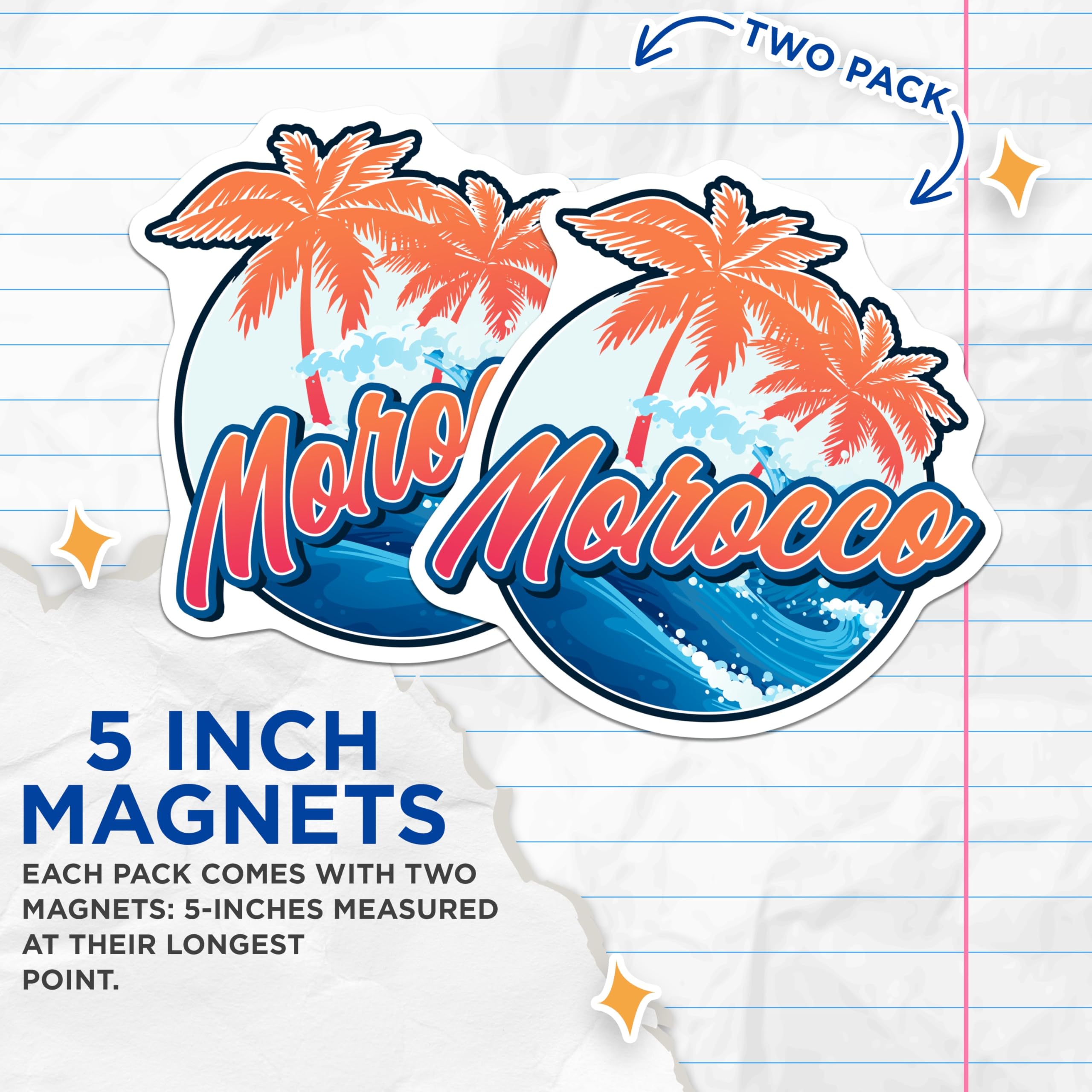 (2 Pack) Morocco Magnets - Travel Souvenir Magnet - Fridge Magnets - 5" On Longest Side - Premium Magnet - for Cars, Refrigerators, Toolboxes, Lockers - Made in USA - MAG18339