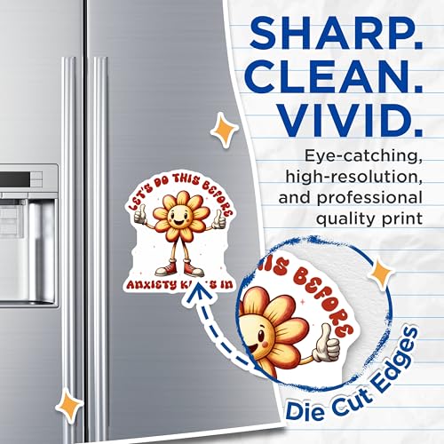 (2 Pack) Motivational Flower Magnets - Positive Affirmation - Funny Mental Health Quote Magnets - 5" On Longest Side - for Cars, Fridges, Toolboxes - Made in USA - MAG3707