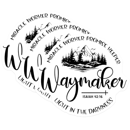 (3 Pack) Waymaker Decals - Miracle Worker Promise Keeper - Laptop Decals- 3 Inches On Longest Side - Easy Peel & Apply - Made in USA - 3MCS5084