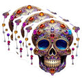 (3 Pack) Jeweled Skull Decals - Sugar Skull Sticker - Day of The Dead Laptop Decal - 3 Inches On Longest Side - Easy Peel & Apply - Made in USA - 3MCS7368