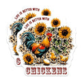 (2 Pack) Life is Better with Chickens Stickers - Sunflower Chick Stickers - Cute Rooster Floral Stickers - 5" On Longest Side - Sticks to Smooth Flat Surfaces - Made in USA - BMCS9658