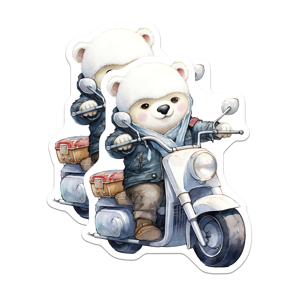 (2 Pack) Bear on Scooter Magnets - Cute Animal - Funny Vehicle Refrigerator Magnets - 5" On Longest Side - Premium Magnet - for Cars, Refrigerators, Toolboxes, Lockers - Made in USA - MAG17023