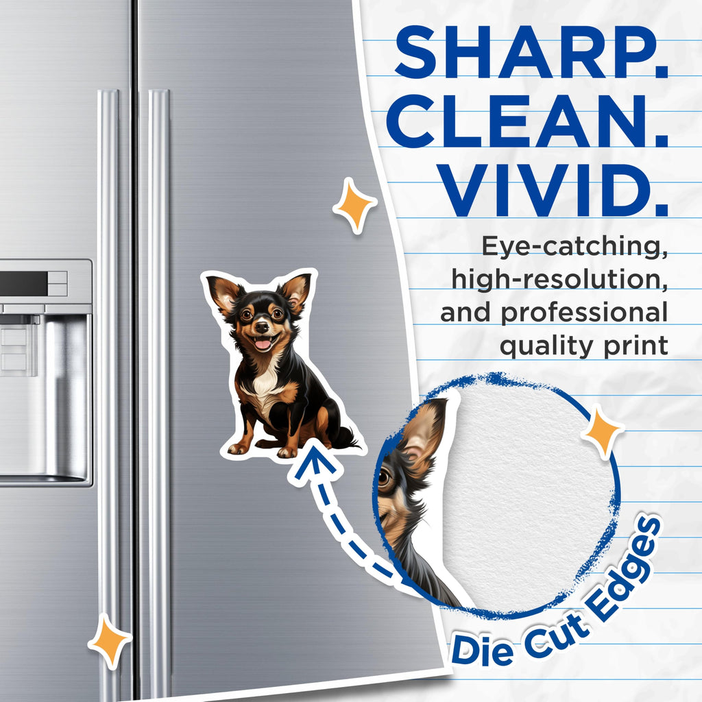(2 Pack) Chihuahua Dog Magnets - Cute Dog Lover Art - Pet Owner Refrigerator Decor - 5 Inches On Longest Side - Thick Durable Magnet - Made in USA - MAG29645