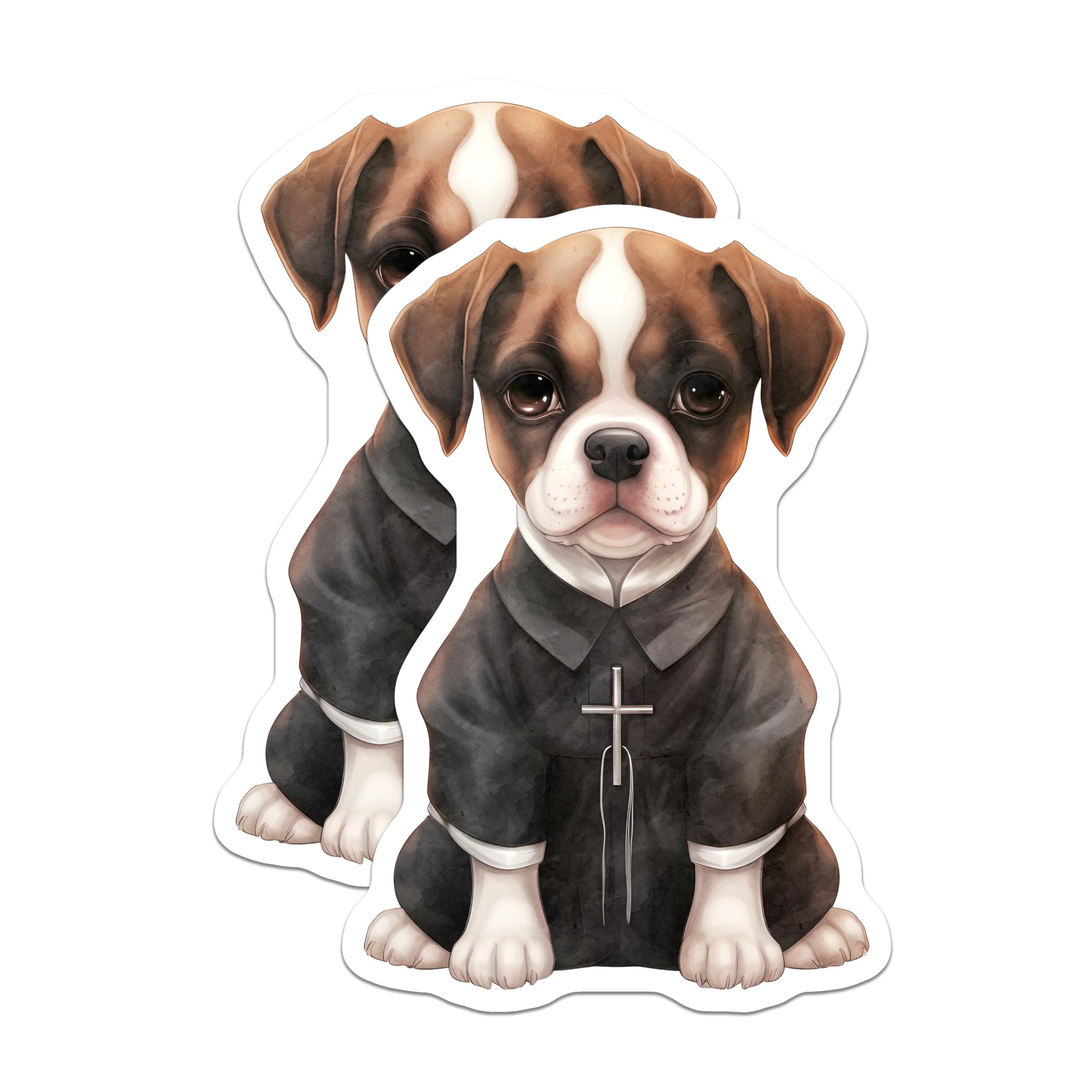 (2 Pack) Priest Dog Magnets - Religious Dog Art - Cute Animal Magnets - 5" On Longest Side - Premium Magnet - for Cars, Refrigerators, Toolboxes, Lockers - Made in USA - MAG16777
