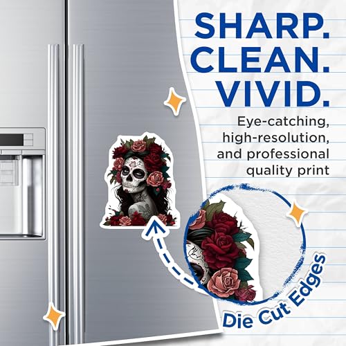 (2 Pack) Sugar Skull Woman Magnets Magnets - Day of The Dead Decoration - Floral Skull Art - 5" On Longest Side - Made in USA - Sticks to Refrigerators & Metal Surfaces - MAG9201