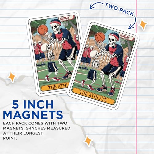 (2 Pack) Skeleton Basketball Magnets - Funny Athlete Skeleton - Basketball Player - Unique Skeleton Design - 5" On Longest Side - for Cars, Fridges, Toolboxes - Made in USA - MAG4443