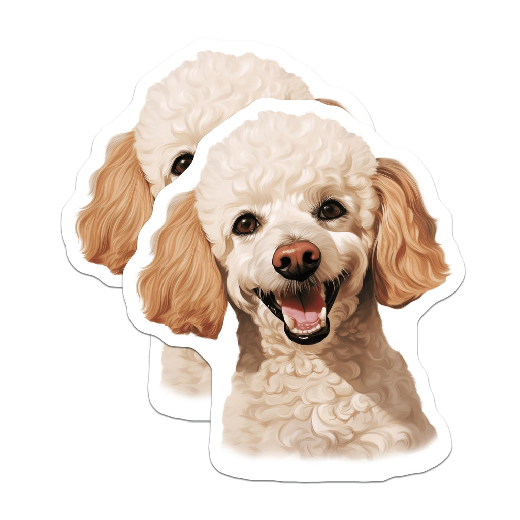 (2 Pack) Happy Poodle Magnets - Dog Mom Poodle Decor - Pet Owner Fridge Locker Accessory - 5 Inches On Longest Side - Thick Durable Magnet - Made in USA - MAG30816