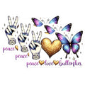 (3 Pack) Peace Love Butterfly Decals - Hippie Stickers - Laptop Decal - 3 Inches On Longest Side - Easy Peel & Apply - Made in USA - 3MCS8490