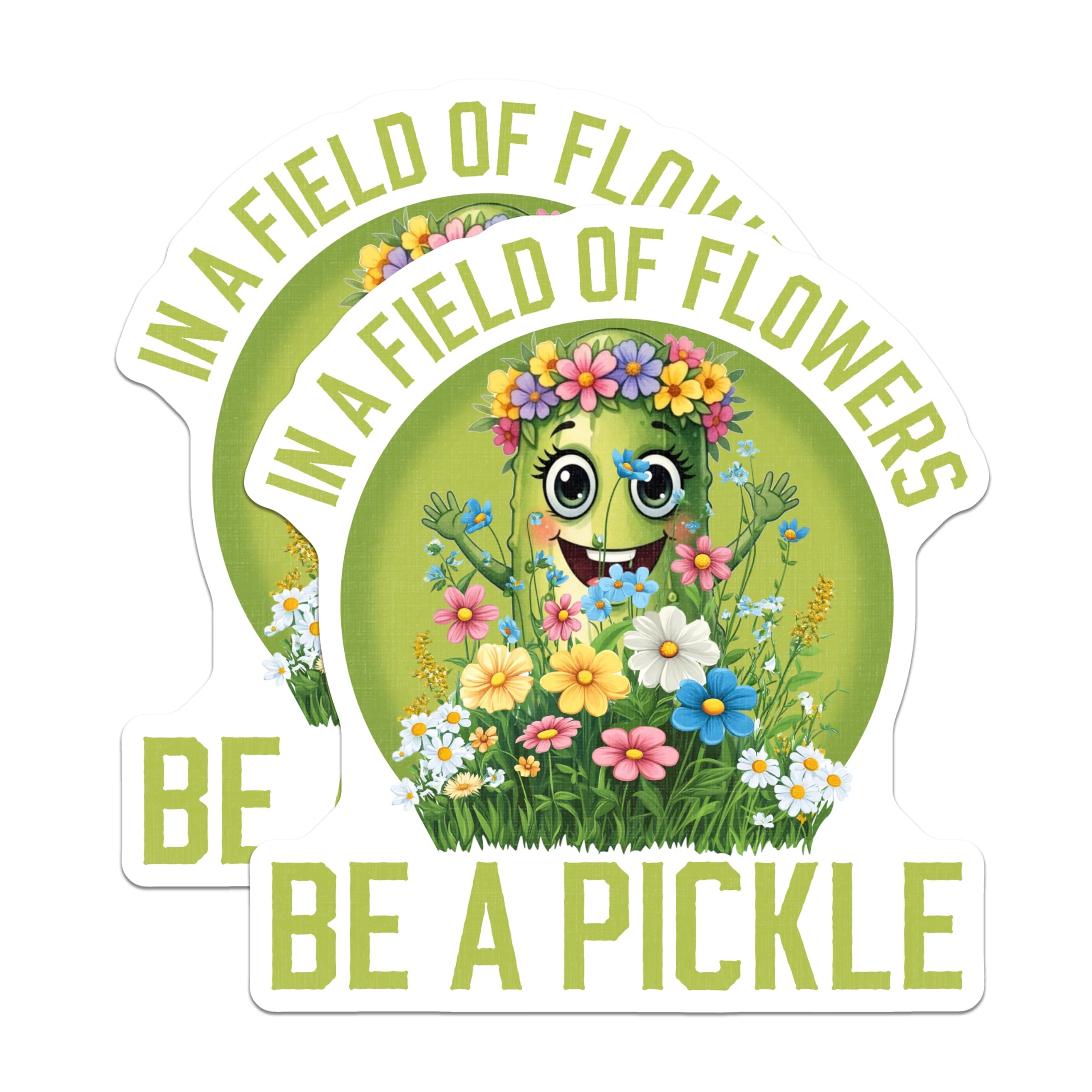 (2 Pack) Pickle Flower Crown Magnets - Cute Pickle Art - Funny Refrigerator Decor - 5" On Longest Side - Premium Magnet - for Cars, Refrigerators, Toolboxes, Lockers - Made in USA - MAG16962