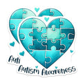 (2 Pack) Autism Awareness Stickers - Heart Puzzle - Blue Green Autism Symbol - 5" On Longest Side - Sticks to Smooth Flat Surfaces - Made in USA - BMCS8132