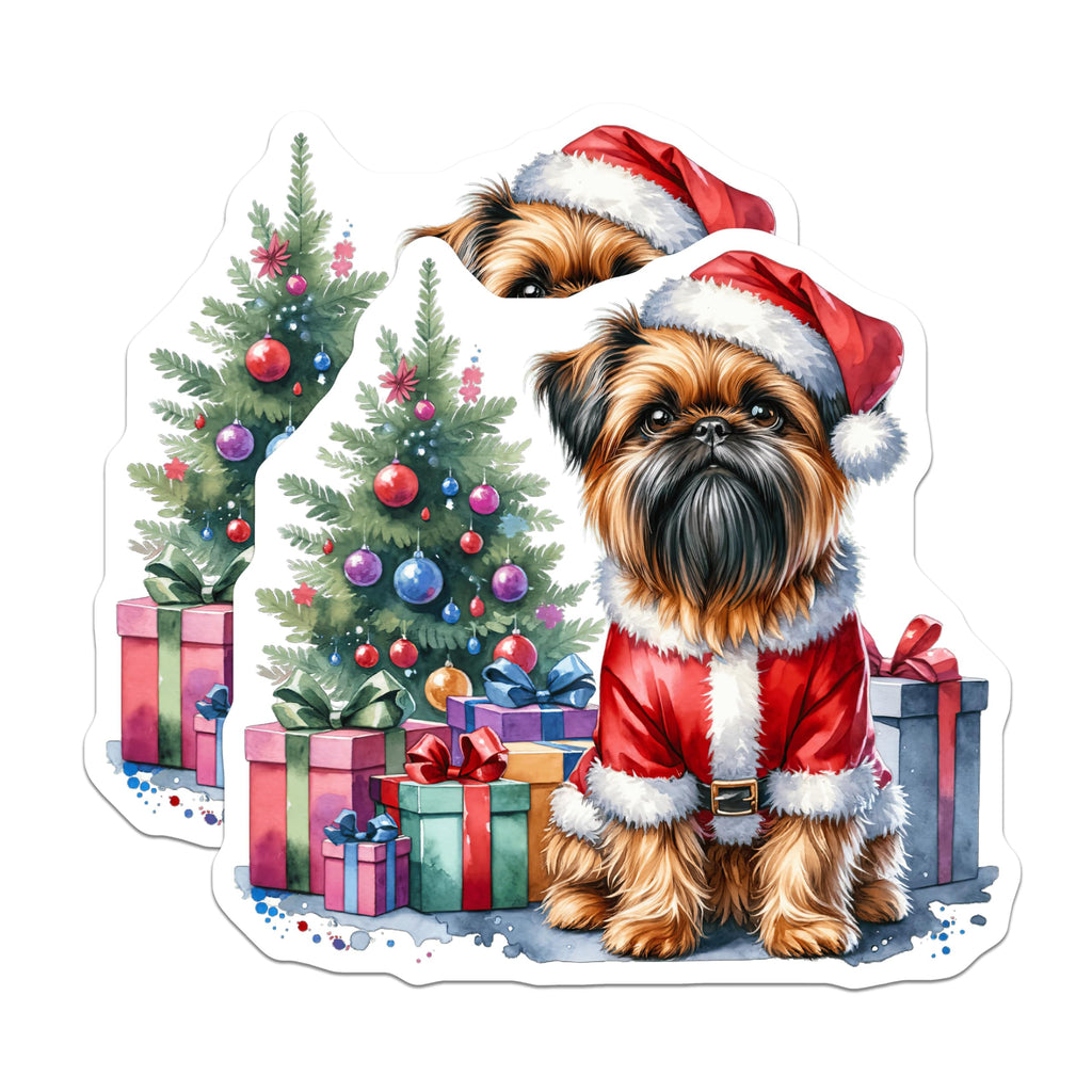 (2 Pack) Brussels Griffon Santa Magnets - Christmas Pet Decor - Dog Breed Art - 5 Inches On Longest Side - Thick Durable Magnet - Made in USA - MAG27727