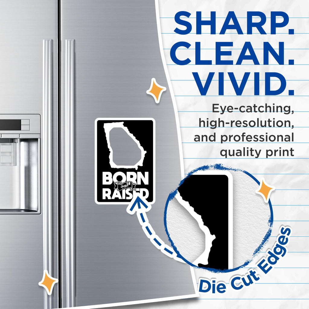 (2 Pack) Georgia Born Raised Magnets - State Pride Decor - Fridge Magnets - 5" On Longest Side - Premium Magnet - for Cars, Refrigerators, Toolboxes, Lockers - Made in USA - MAG18281