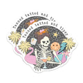 (2 Pack) Tanned Tatted and Tipsy Stickers - Fun Skeleton Stickers - Tropical Vacation Stickers - Animated Beach Stickers - 5" On Longest Side - Sticks to Smooth Flat Surfaces - Made in USA - BMCS7219