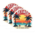 (3 Pack) Retired Life Decals - Beach Scene - Retirement Humor - 3 Inches On Longest Side - Easy Peel & Apply - Made in USA - 3MCS2140
