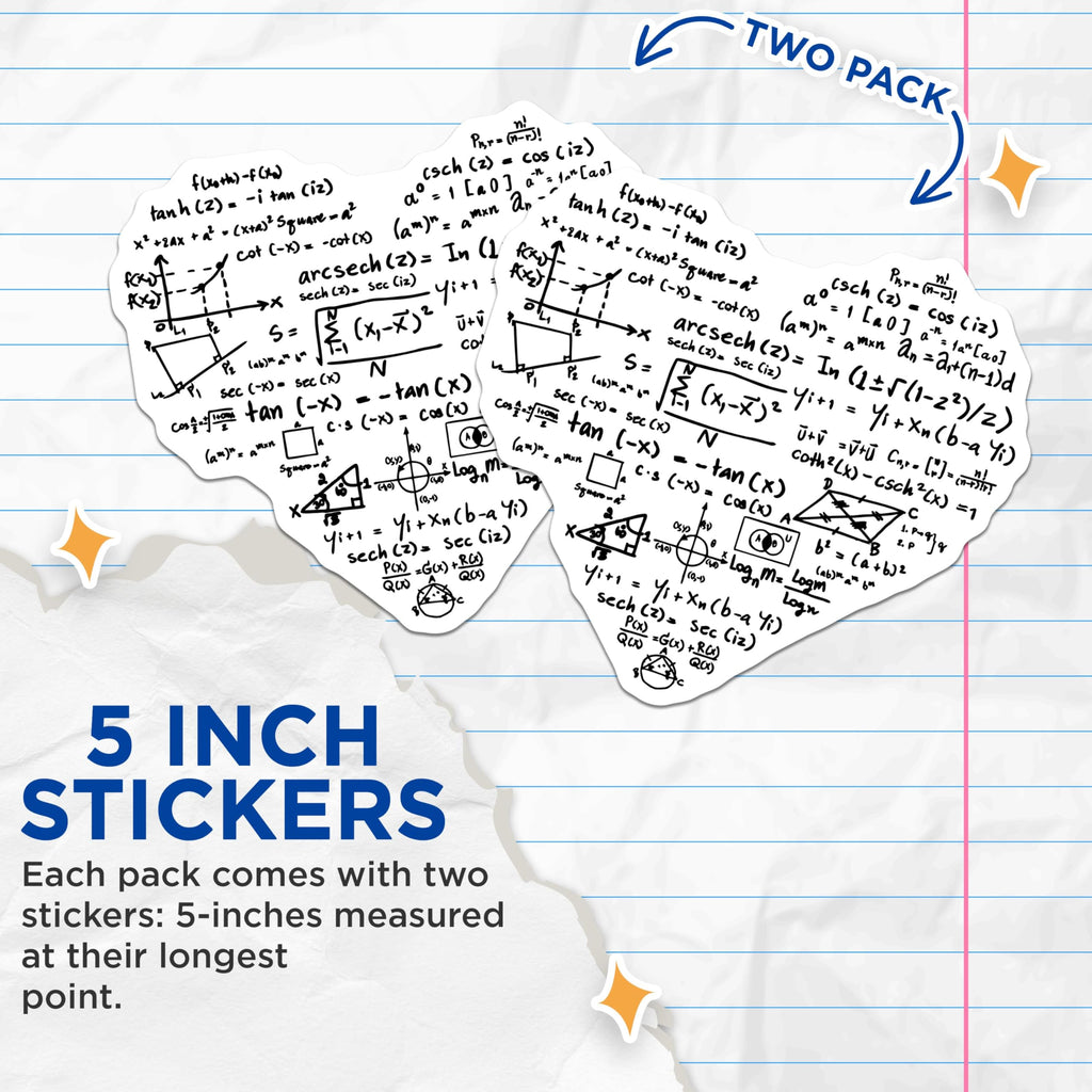 (2 Pack) Math Formula Stickers - Math Equations - Geometry Stickers - 5" On Longest Side - Sticks to Smooth Flat Surfaces - Made in USA - BMCS5755