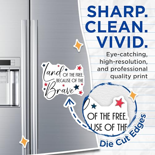 (2 Pack) Land of The Free Because of The Brave Magnets Magnets - Independence Day Decor - 5" On Longest Side - Made in USA - Sticks to Refrigerators & Metal Surfaces - MAG8365