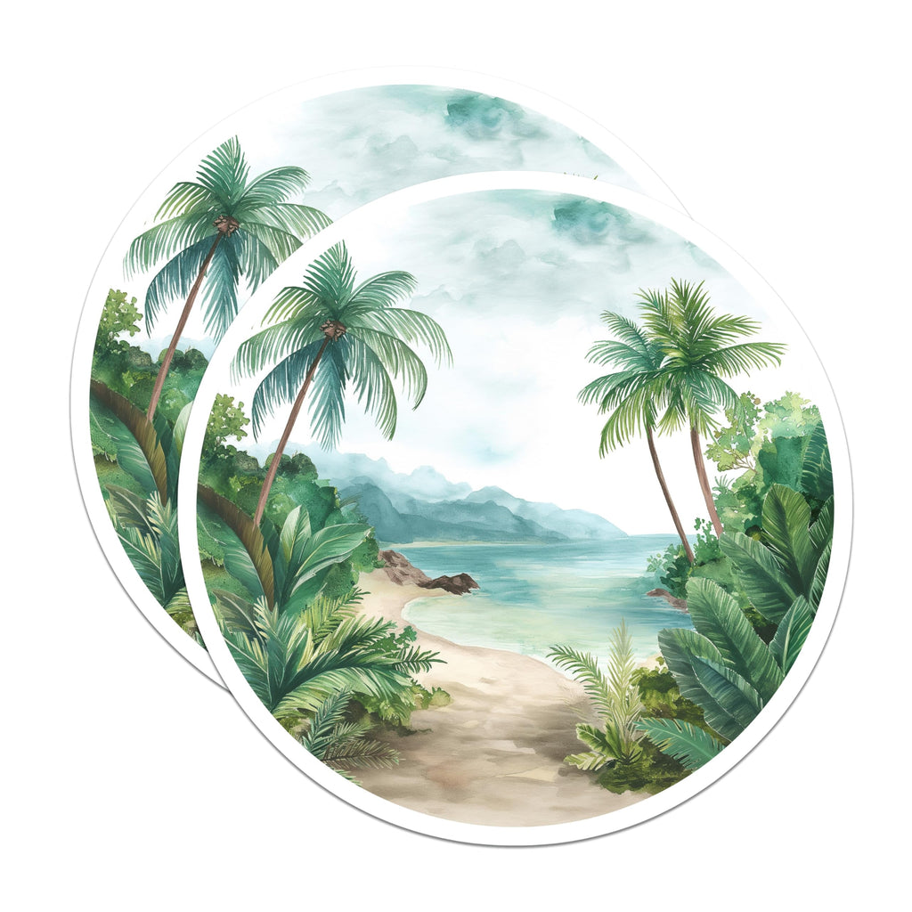 (2 Pack) Tropical Beach Magnets - Coastal Scene Decor - Island Paradise Vibes - 5 Inches On Longest Side - Thick Durable Magnet - Made in USA - MAG20104