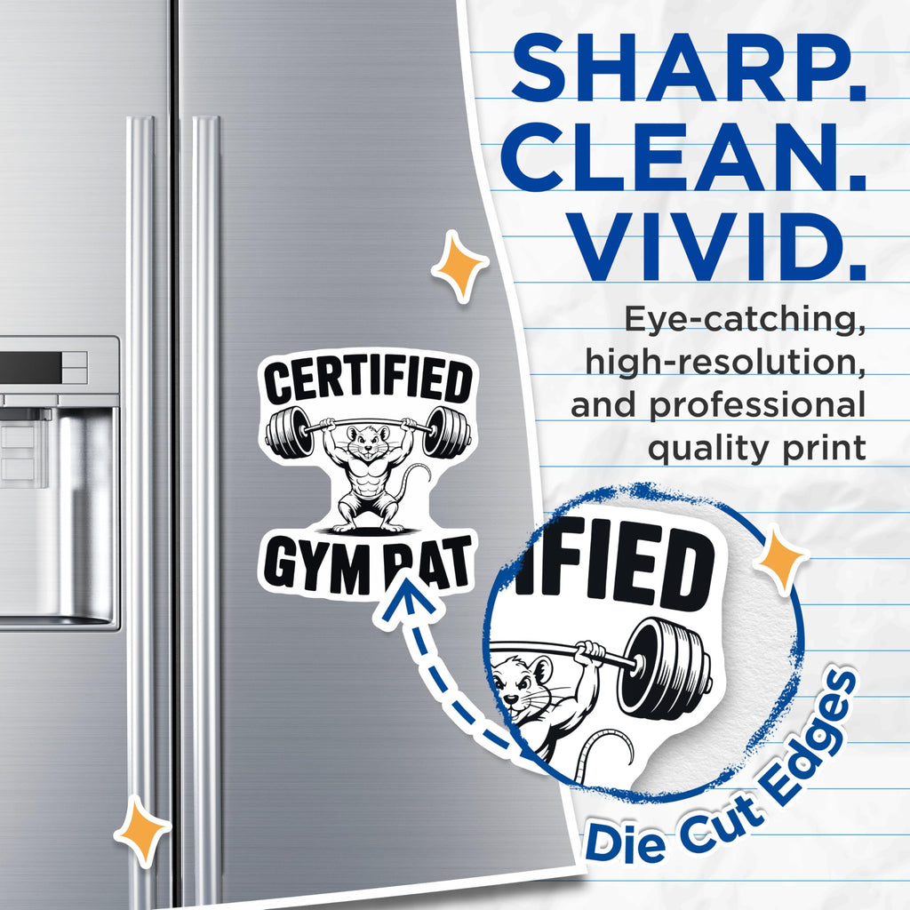 (2 Pack) Certified Gym Rat Magnets - Fitness Workout Humor - Weightlifting Inspiration - Bodybuilding Gym Decor - 5 Inches On Longest Side - Thick Durable Magnet - Made in USA - MAG23114
