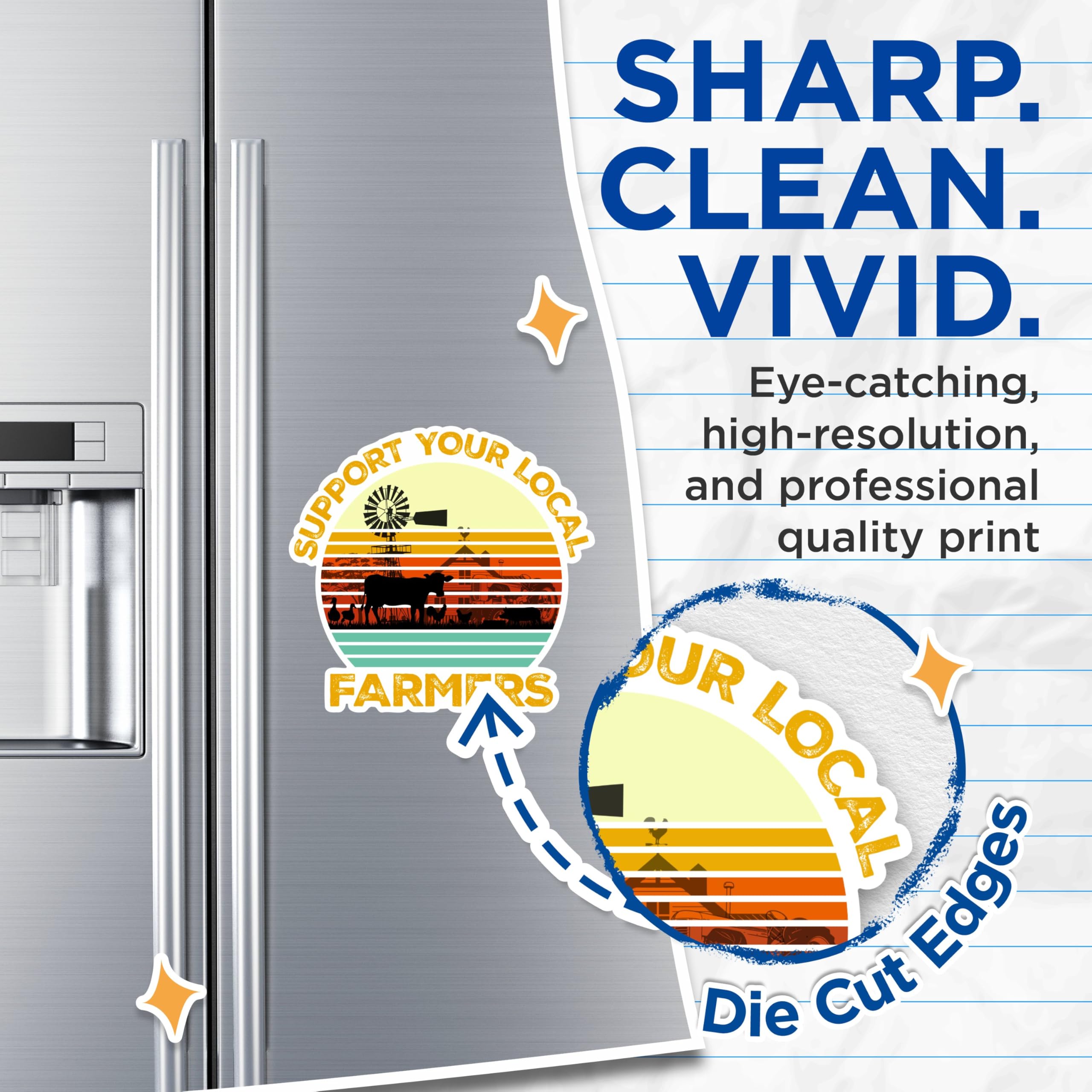 (2 Packs) Support Your Local Farmers Magnets - Support Local Farming Magnets - 5 Inches On Longest Side - Premium Magnet - for Fridges, Toolboxes, Cars - Made in USA - MAG2525