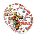(2 Pack) There was Jesus Stickers - Inspirational Christian Stickers - Floral Cross Stickers - 5" On Longest Side - Sticks to Smooth Flat Surfaces - Made in USA - BMCS3742