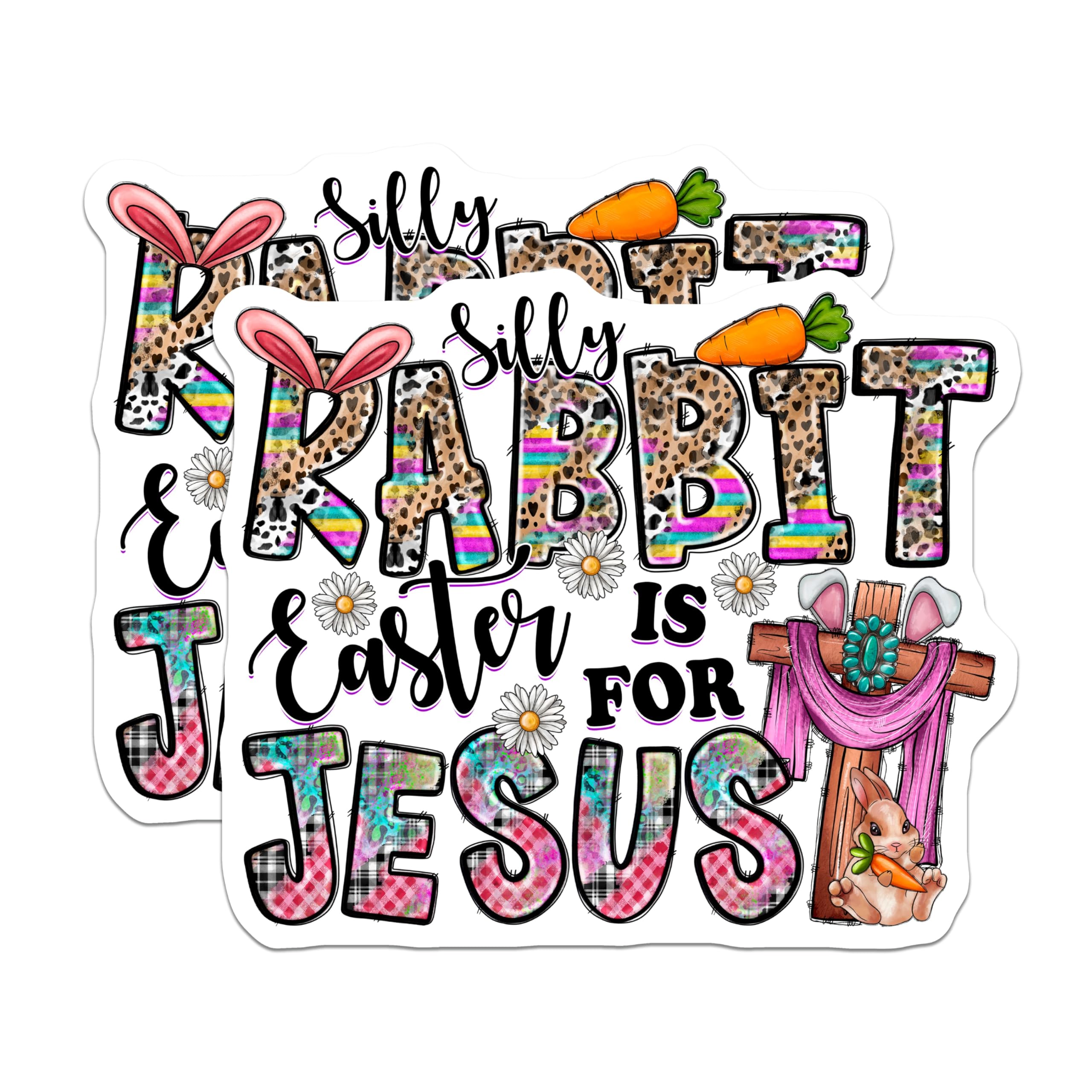 (2 Pack) Christian Easter Magnets - Silly Rabbit Jesus Decor - Farmhouse Spring Refrigerator Magnets - 5 Inches On Longest Side - Thick Durable Magnet - Made in USA - MAG27749
