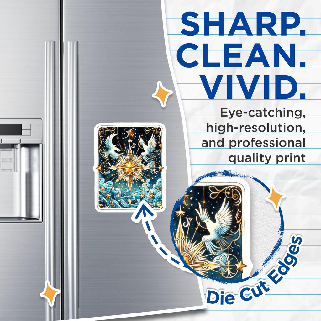 (2 Pack) Celestial Magnets - Starry Night - Dove Refrigerator Magnets - 5" On Longest Side - Premium Magnet - for Cars, Refrigerators, Toolboxes, Lockers - Made in USA - MAG15546