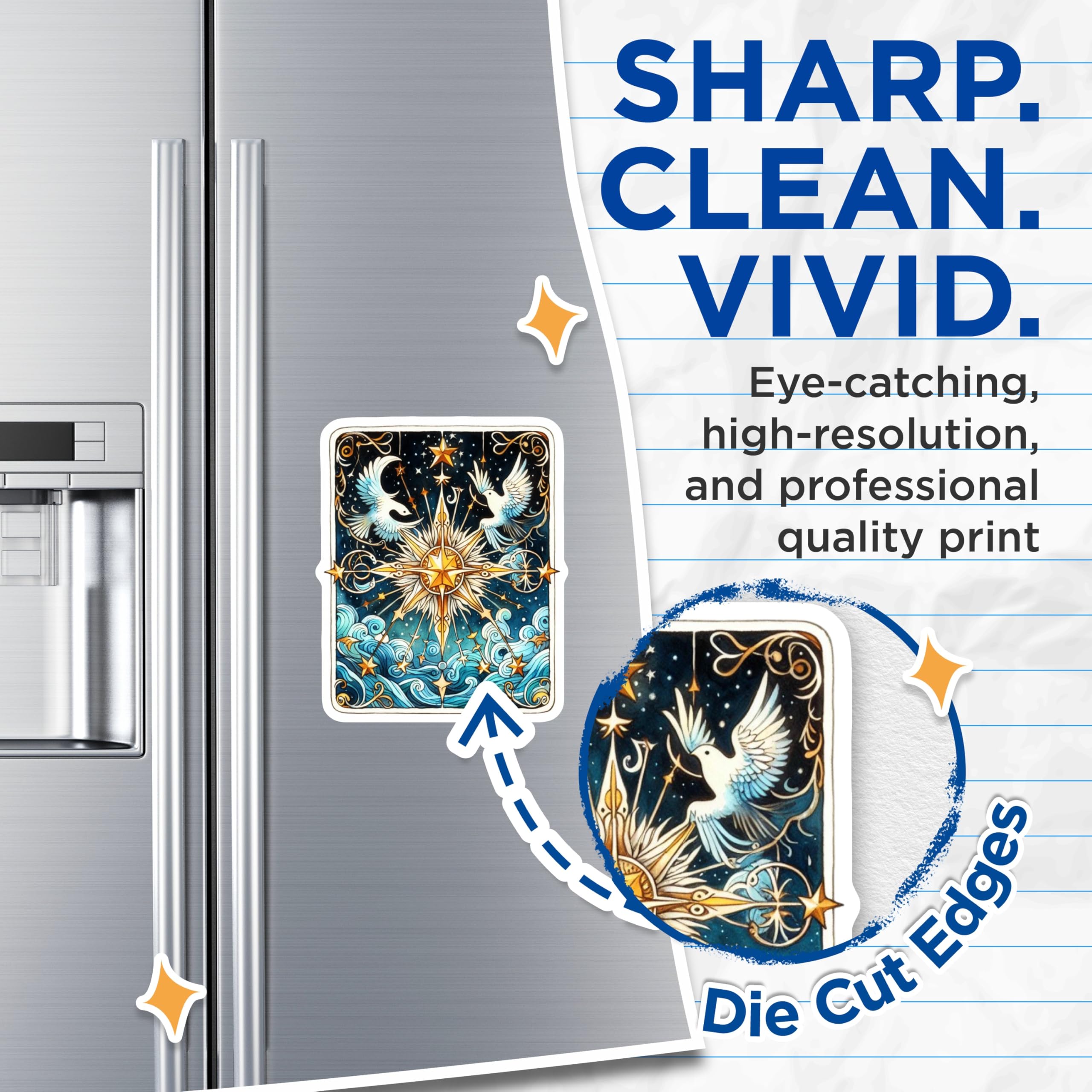 (2 Pack) Celestial Magnets - Starry Night - Dove Refrigerator Magnets - 5" On Longest Side - Premium Magnet - for Cars, Refrigerators, Toolboxes, Lockers - Made in USA - MAG15546