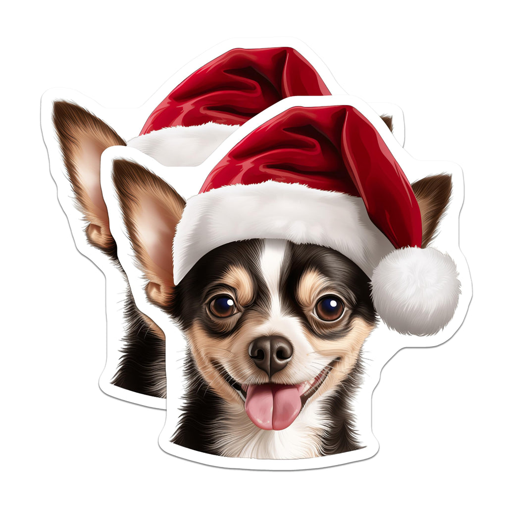 (2 Pack) Christmas Chihuahua Magnets - Holiday Dog Decor - Pet Lover Fridge Accessory - 5 Inches On Longest Side - Thick Durable Magnet - Made in USA - MAG30532