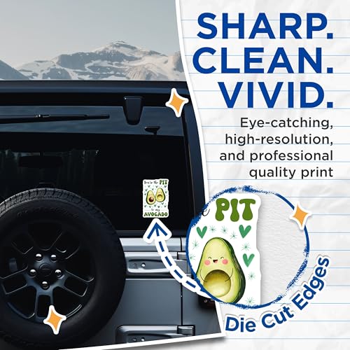 (2 Pack) Cute Avocado Stickers - 5" On Longest Side - Sticks to Smooth Flat Surfaces - Made in USA - BMCS8378 - BMCS8378