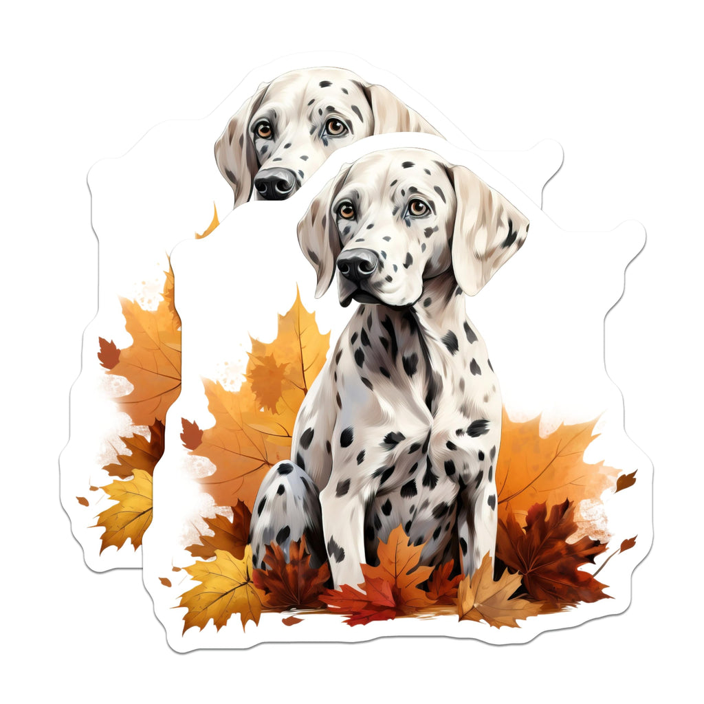 (2 Pack) Dalmatian Magnets - Autumn Dog Decor - Fall Leaf Pet Art - Dog Lover Gift Idea - 5 Inches On Longest Side - Thick Durable Magnet - Made in USA - MAG23467