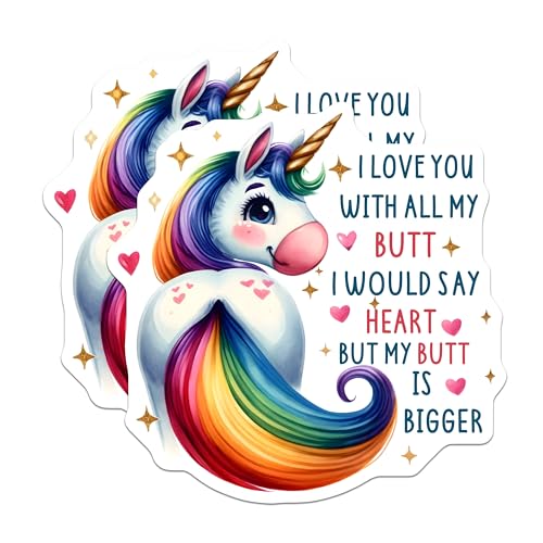 (2 Pack) Funny Unicorn Stickers - Cute Quote Stickers - Love Expression Stickers - 5" On Longest Side - Sticks to Any Smooth Flat Surface - Made in USA - BMCS3341