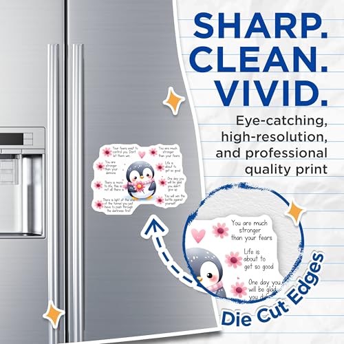 (2 Pack) Inspirational Quotes Magnets - Cute Penguin Decor - 5" On Longest Side - for Cars, Fridges, Toolboxes - Made in USA - MAG8332