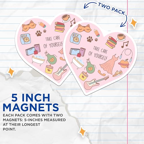 (2 Pack) Take Care of Yourself Magnets - Self Care Decor - Encouraging Message - Motivational Fridge Magnets - 5" On Longest Side - for Cars, Fridges, Toolboxes - Made in USA - MAG6857
