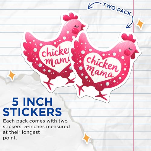 (2 Pack) Chicken Mama Stickers - Funny Chicken Decal - Chicken Lover Gift - 5" On Longest Side - Sticks to Smooth Flat Surfaces - Made in USA - BMCS9657