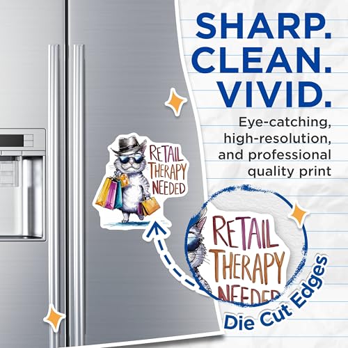 (2 Pack) Funny Cat Magnets Magnets - Retail Therapy Needed Cat Art - 5" On Longest Side - Made in USA - Sticks to Refrigerators & Metal Surfaces - MAG8541