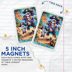 (2 Pack) The Explorer Pirate Magnets - Skull Pirate with Treasure Map - Fun Beach Adventure Skeleton Magnetic - 5" On Longest Side - for Cars, Fridges, Toolboxes - Made in USA - MAG4455