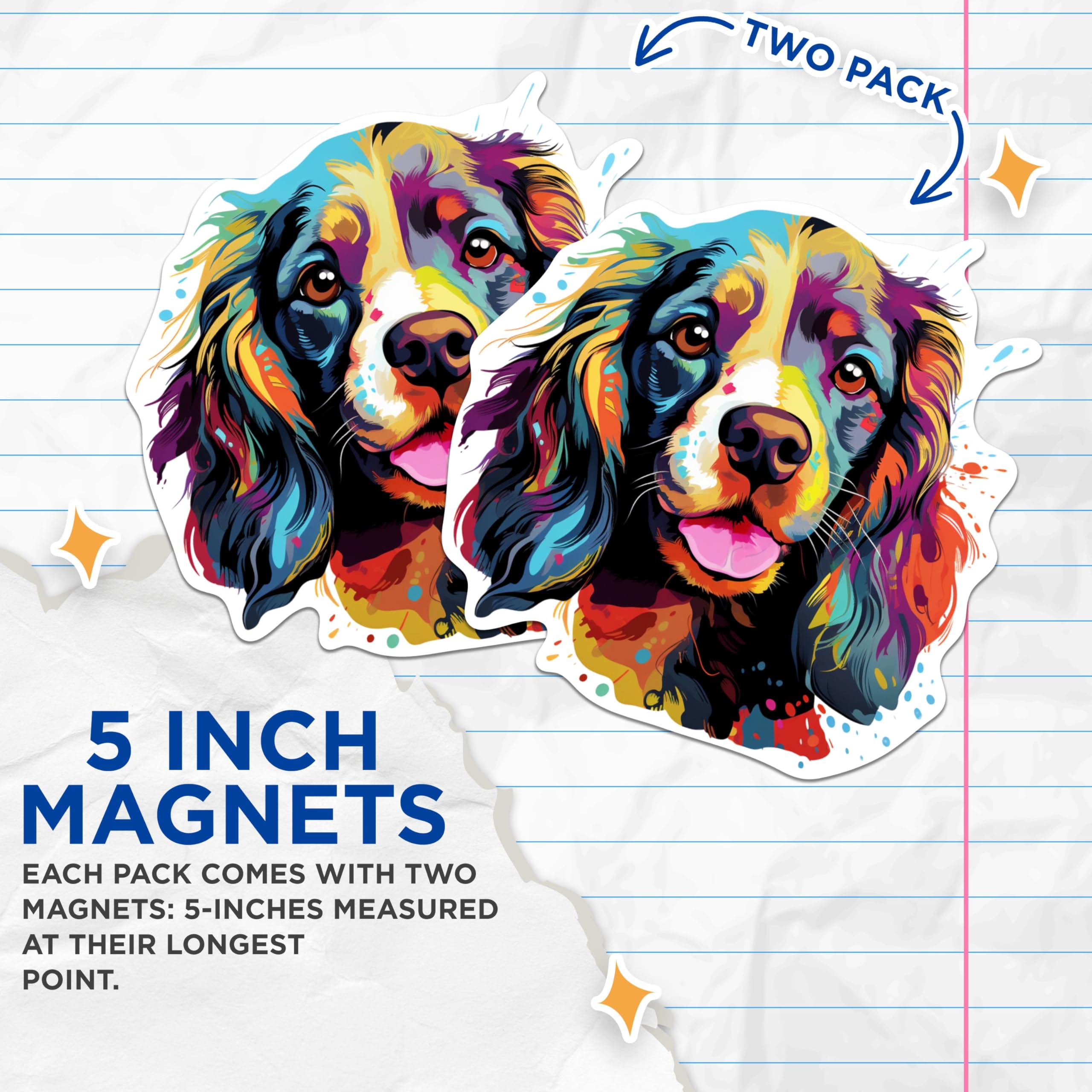 (2 Pack) English Cocker Spaniel Dog Breed Magnets - 5 Inches On Longest Side - Choose from Over 100 Dog Breeds - for Cars, Refrigerators, Toolboxes - Made in USA - MAG1850