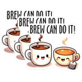 (3 Pack) Brew Can Do It Decals - Coffee Tea Stickers - Laptop Decal - 3 Inches On Longest Side - Easy Peel & Apply - Made in USA - 3MCS2059