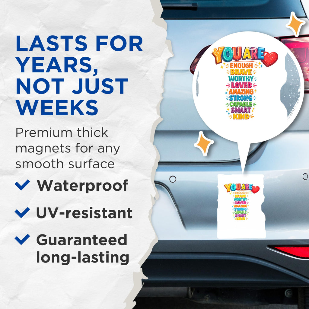 (2 Pack) You are Enough Magnets - Positive Affirmation Decor - Inspirational Quote Motivation Self Love Statement - 5 Inches On Longest Side - Thick Durable Magnet - Made in USA - MAG22920