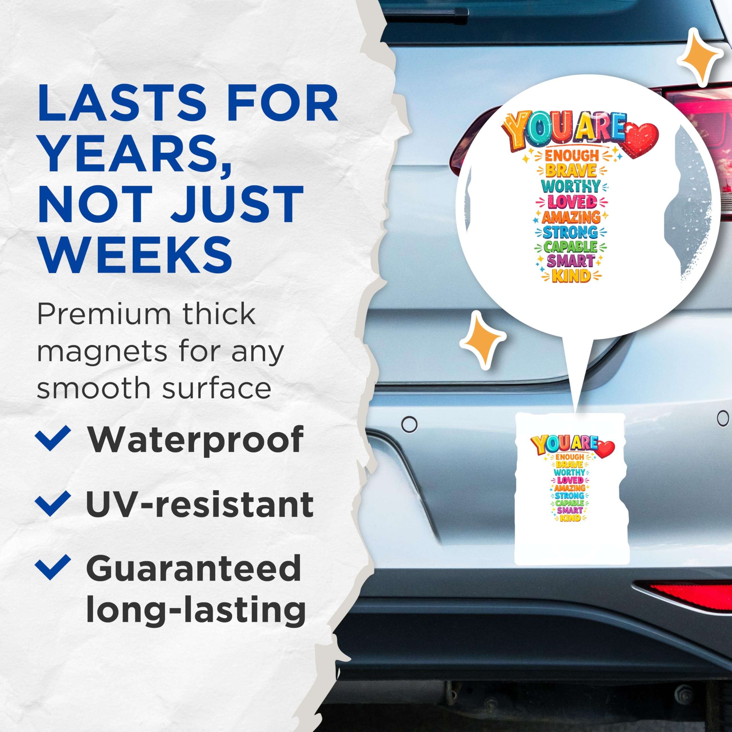 (2 Pack) You are Enough Magnets - Positive Affirmation Decor - Inspirational Quote Motivation Self Love Statement - 5 Inches On Longest Side - Thick Durable Magnet - Made in USA - MAG22920