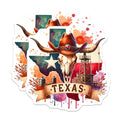 (2 Pack) Texas Stickers - Western Theme - Cow Skull Art - Texas Pride - Texan Culture - Lone Star State Decals - 5" On Longest Side - Sticks to Smooth Flat Surfaces - Made in USA - BMCS6417