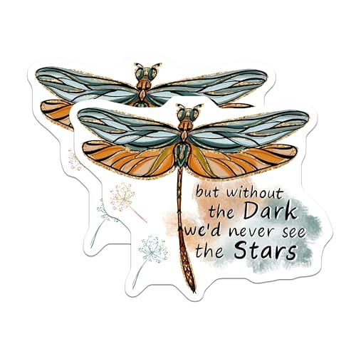 (2 Pack) Dragonfly Inspiration Stickers - Motivational Quote Stickers - Nature Art Stickers - 5" On Longest Side - Sticks to Smooth Flat Surfaces - Made in USA - BMCS4187