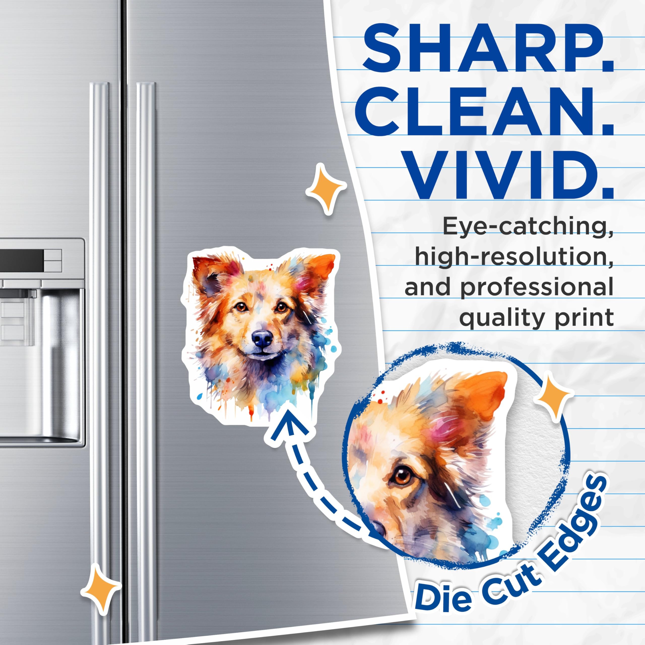 (2 Pack) Watercolor Dog Magnets - Pet Lover Decor - Artistic Animal Fridge Magnet - 5 Inches On Longest Side - Thick Durable Magnet - Made in USA - MAG26911