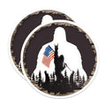(2 Pack) Bigfoot Magnets - Sasquatch American Flag Design - Patriotic Cryptid Fridge - USA Wilderness Decor - 5 Inches On Longest Side - Thick Durable Magnet - Made in USA - MAG24431