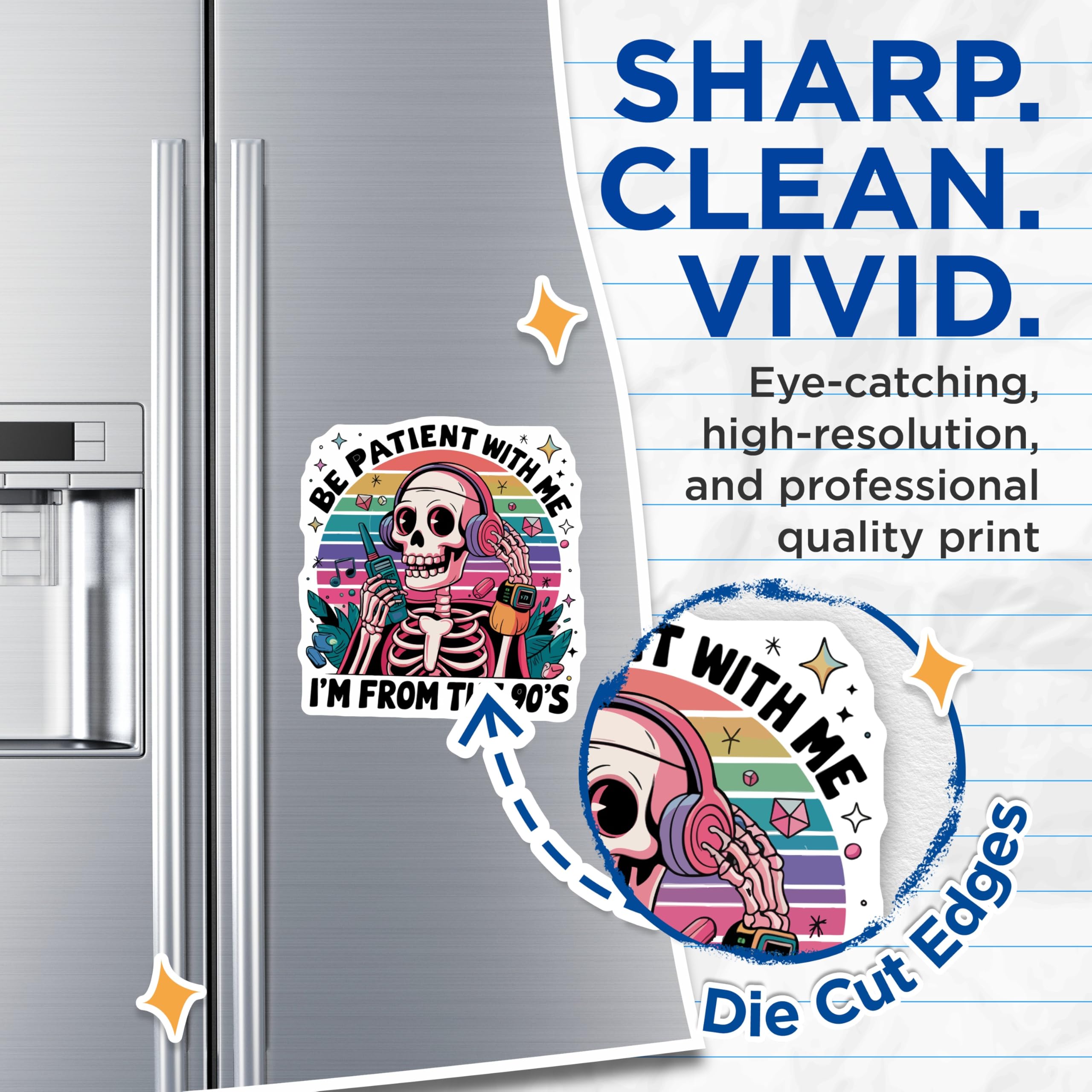 (2 Pack) 90s Skeleton Magnets - Retro Vibes Funny Patient - Old School Nostalgia Refrigerator Locker Accessory - 5 Inches On Longest Side - Thick Durable Magnet - Made in USA - MAG21732
