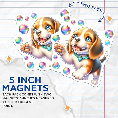 (2 Pack) Dog Lover Gifts Magnet - 5" On Longest Side - Sticks to Smooth Flat Surfaces - Made in USA - MAG9617